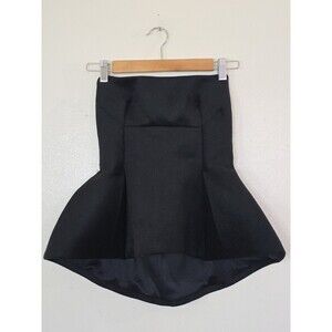 New ZARA Black Strapless Peplum Top Womens XS Wool Blend Bustier